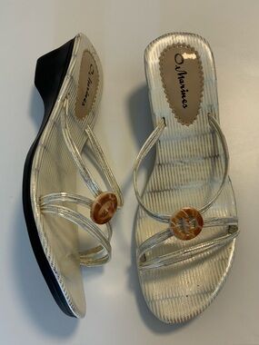 Y2K silver Sandals w seashell size 39